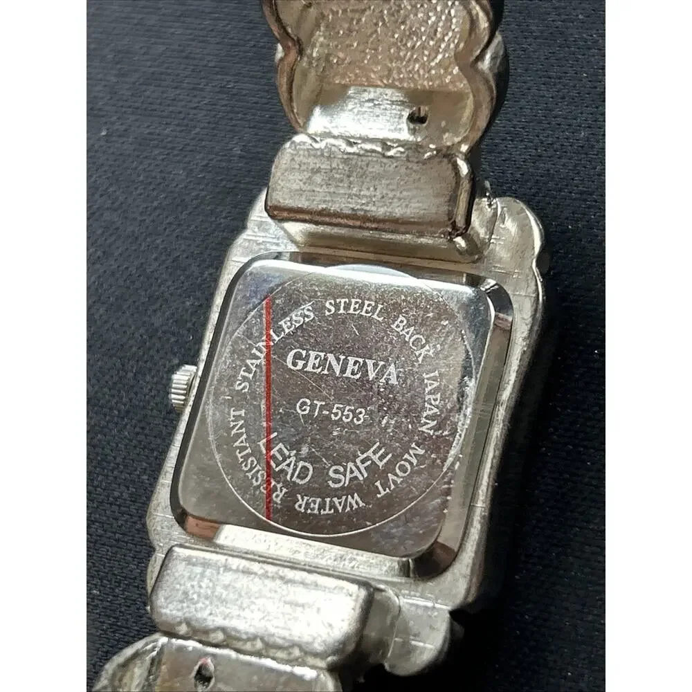 Geneva Silver Tone Women’s Cuff Watch
